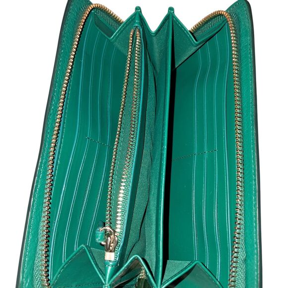 NWT Coach Mercer Wallet Green Leather Accordion Turn Lock Zip Around Classic - Picture 10 of 16